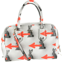 PRADA Women's White Orange Bright Yellow Cowhide Printed Handbag Carrying Bag 1BB010 2EWA F0RY1