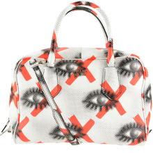 PRADA Women's White Orange Bright Blue Cowhide Printed Handbag Carrying Bag 1BB010 2EV8 F0RX9